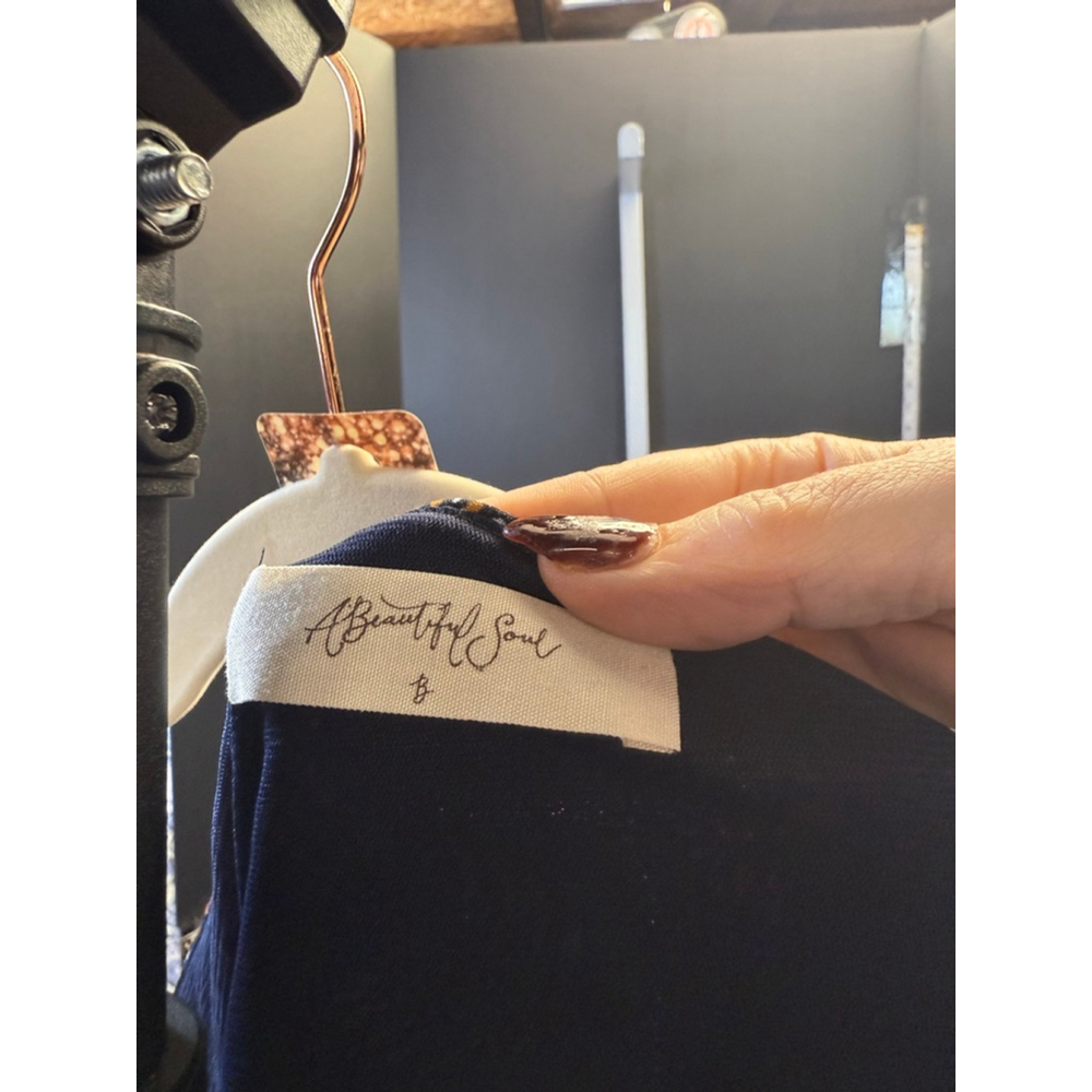 Women's A Beautiful Soul S Navy Orange Patterned crop top - Picture 3 of 4